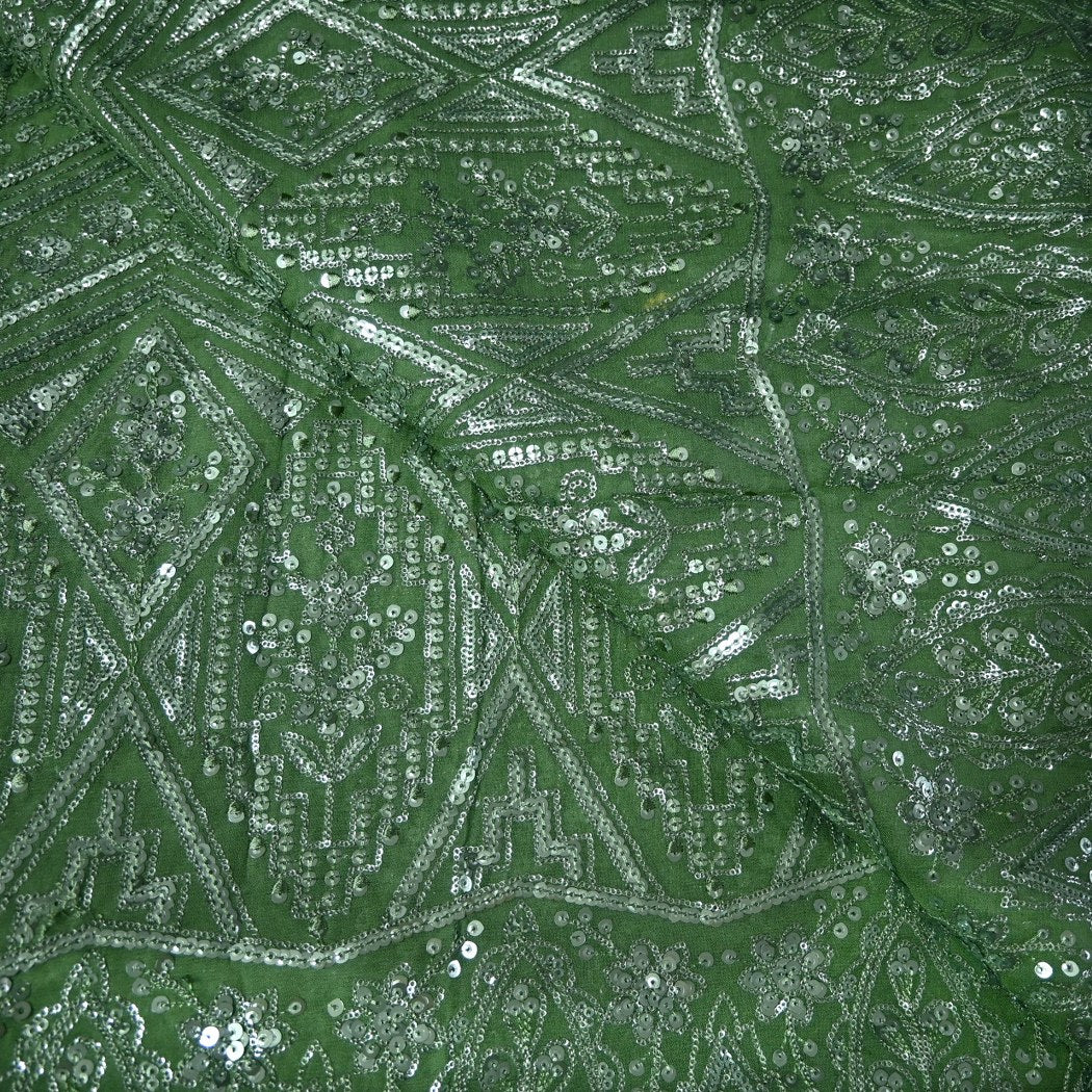 Dyed Viscose Georgette Sequins Embroidery Fabrics
