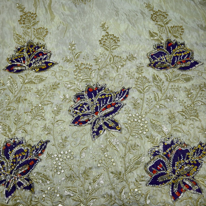 Premium Dyeable Tissue Moti Sequins Embroidery Fabrics