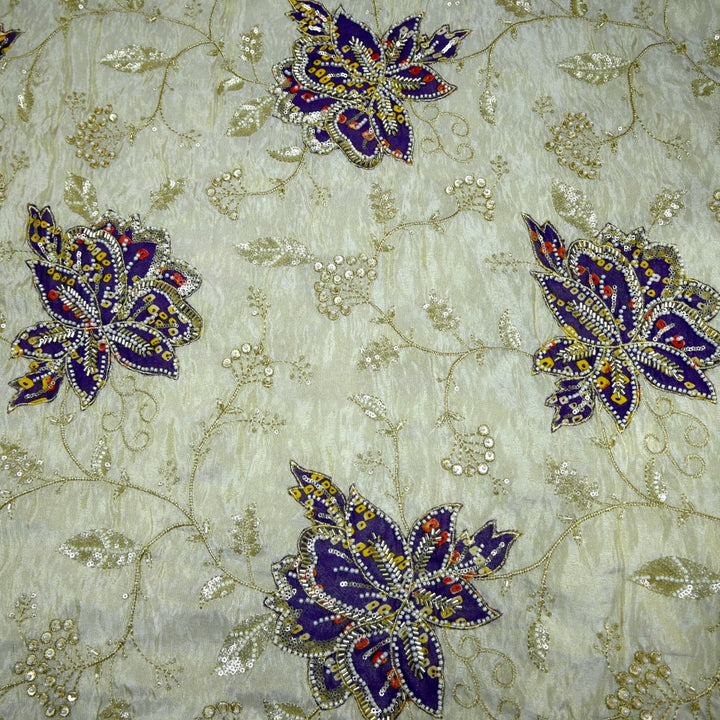 Premium Dyeable Tissue Moti Sequins Embroidery Fabrics