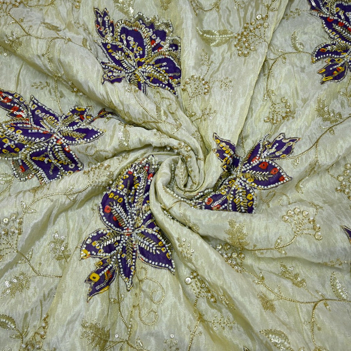 Premium Dyeable Tissue Moti Sequins Embroidery Fabrics