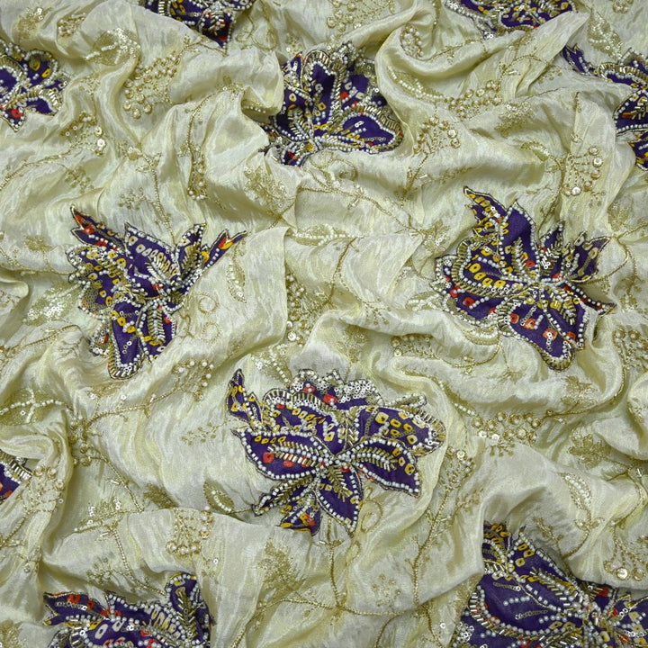 Premium Dyeable Tissue Moti Sequins Embroidery Fabrics