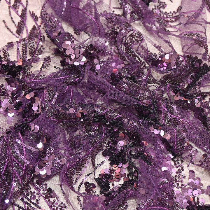 Premium Imported Net Sequins & Bead Embroidery 60" | Heavy Designer Net Fabric | NH2601-04