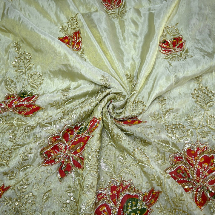 Premium Dyeable Tissue Moti Sequins Embroidery Fabrics