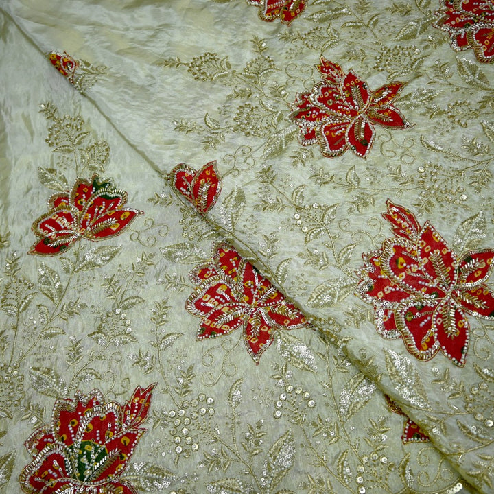 Premium Dyeable Tissue Moti Sequins Embroidery Fabrics