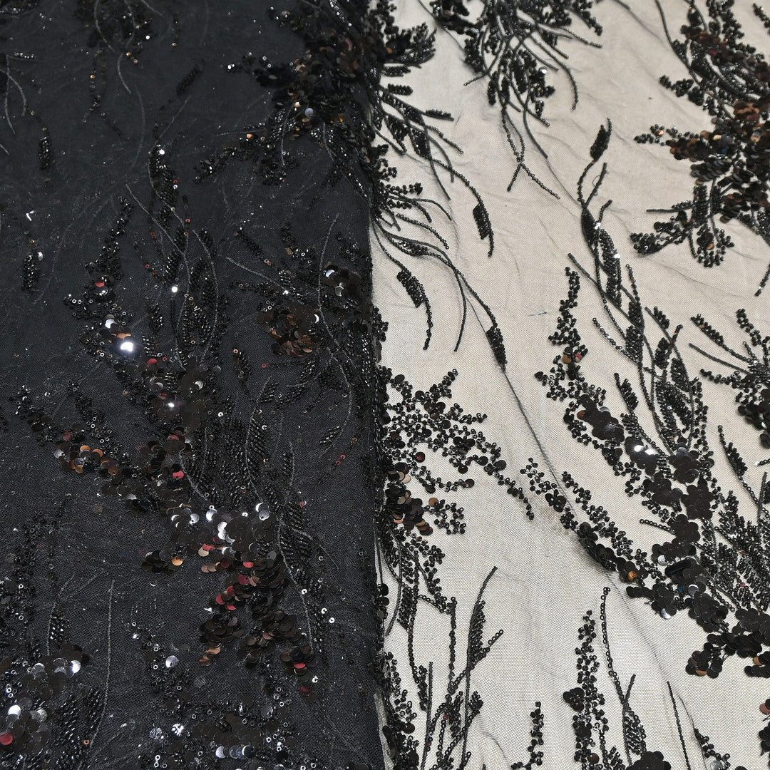 Premium Imported Net Sequins & Bead Embroidery 60" | Heavy Designer Net Fabric | NH2601-03