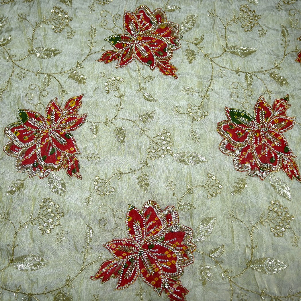 Premium Dyeable Tissue Moti Sequins Embroidery Fabrics