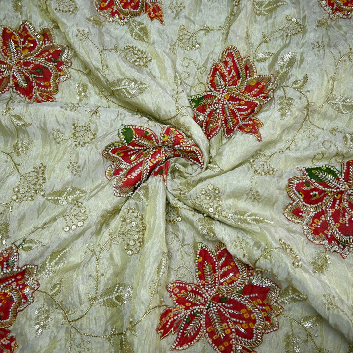 Premium Dyeable Tissue Moti Sequins Embroidery Fabrics