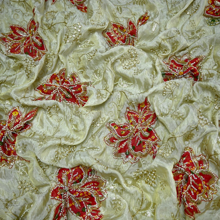 Premium Dyeable Tissue Moti Sequins Embroidery Fabrics