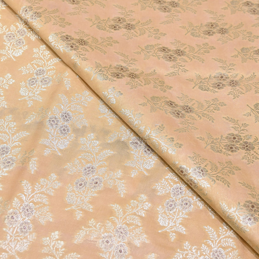 Premium Silk Katan Mina Zari Jaal Brocade Fabric | BUT350-01