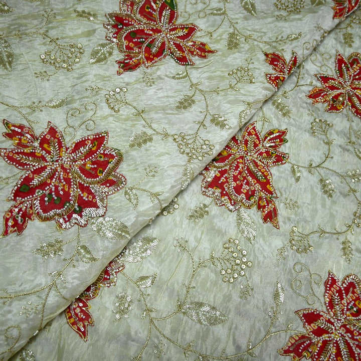 Premium Dyeable Tissue Moti Sequins Embroidery Fabrics