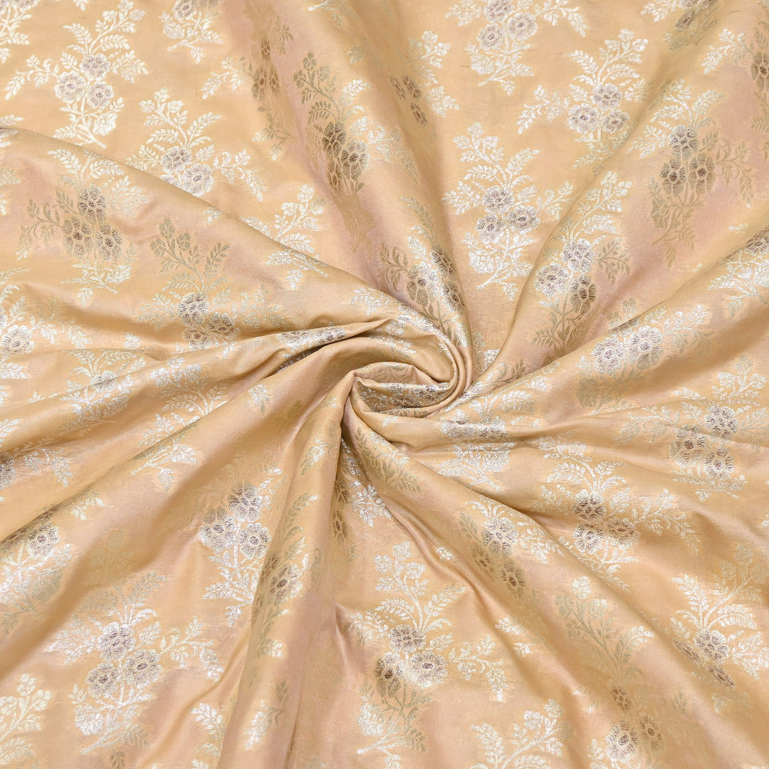 Premium Silk Katan Mina Zari Jaal Brocade Fabric | BUT350-01