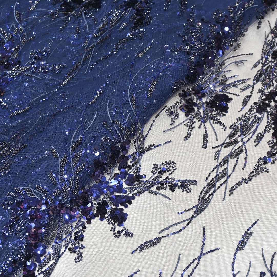 Premium Imported Net Sequins & Bead Embroidery 60" | Heavy Designer Net Fabric | NH2601-01