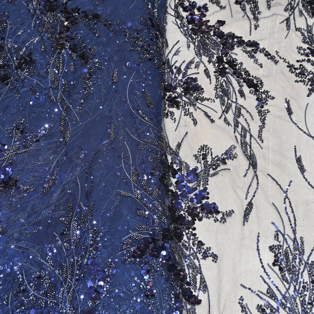 Premium Imported Net Sequins & Bead Embroidery 60" | Heavy Designer Net Fabric | NH2601-01
