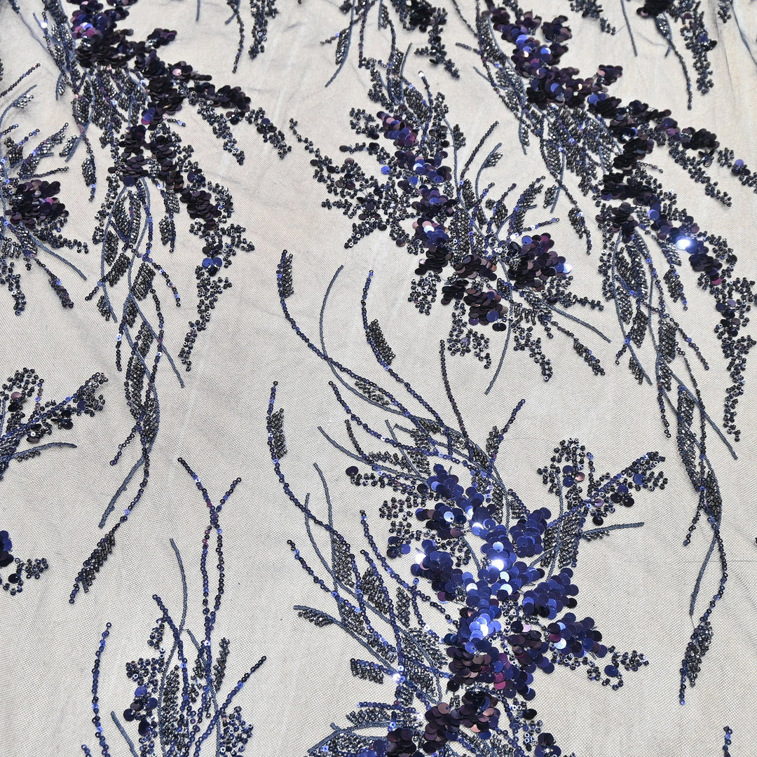 Premium Imported Net Sequins & Bead Embroidery 60" | Heavy Designer Net Fabric | NH2601-01