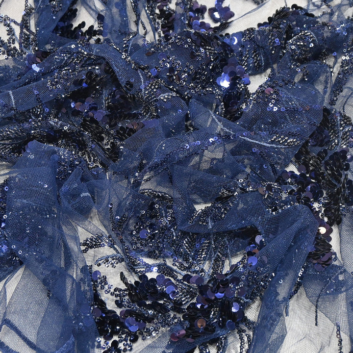 Premium Imported Net Sequins & Bead Embroidery 60" | Heavy Designer Net Fabric | NH2601-01