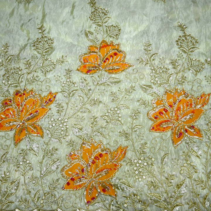 Premium Dyeable Tissue Moti Sequins Embroidery Fabrics