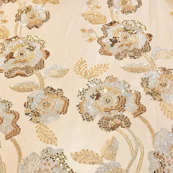 Premium Imported Net Floral Sequins, Cut Dana & Bead Embroidery Fabric 60" | D88537-01