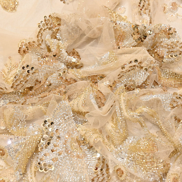 Premium Imported Net Floral Sequins, Cut Dana & Bead Embroidery Fabric 60" | D88537-01