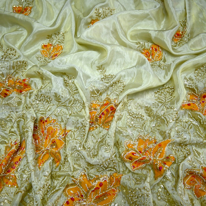 Premium Dyeable Tissue Moti Sequins Embroidery Fabrics