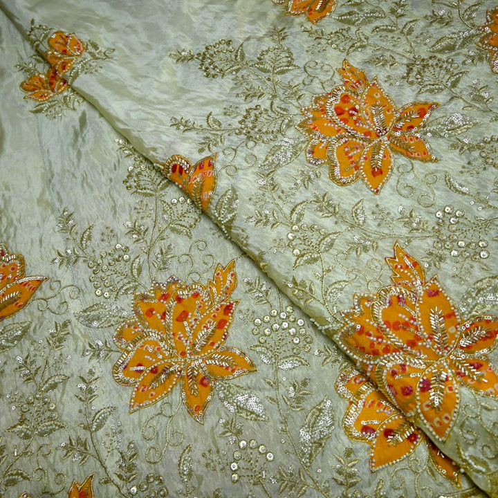 Premium Dyeable Tissue Moti Sequins Embroidery Fabrics