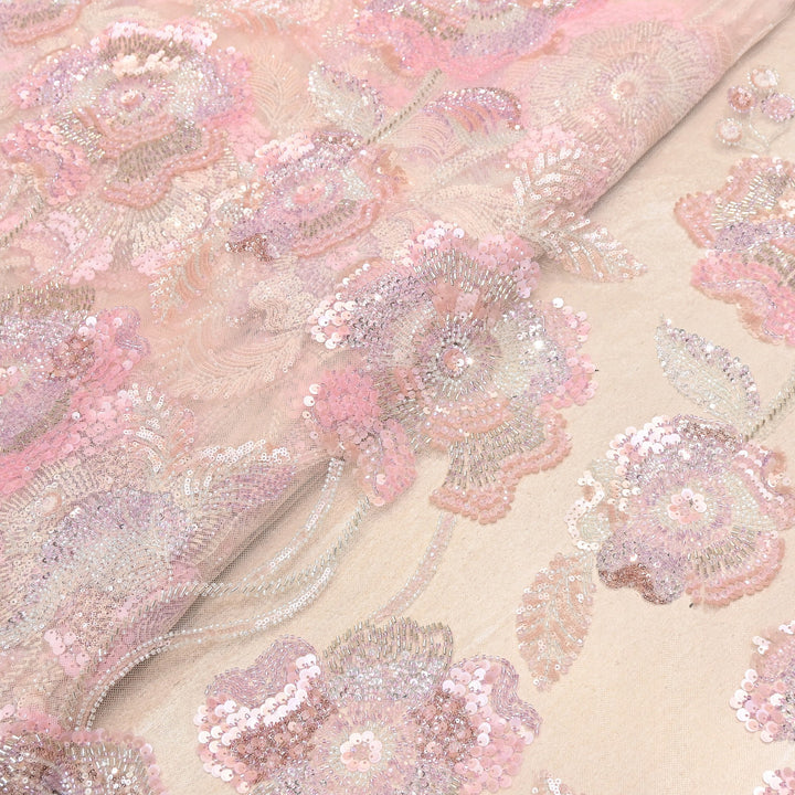 Premium Imported Net Floral Sequins, Cut Dana & Bead Embroidery Fabric 60" | D88537-02