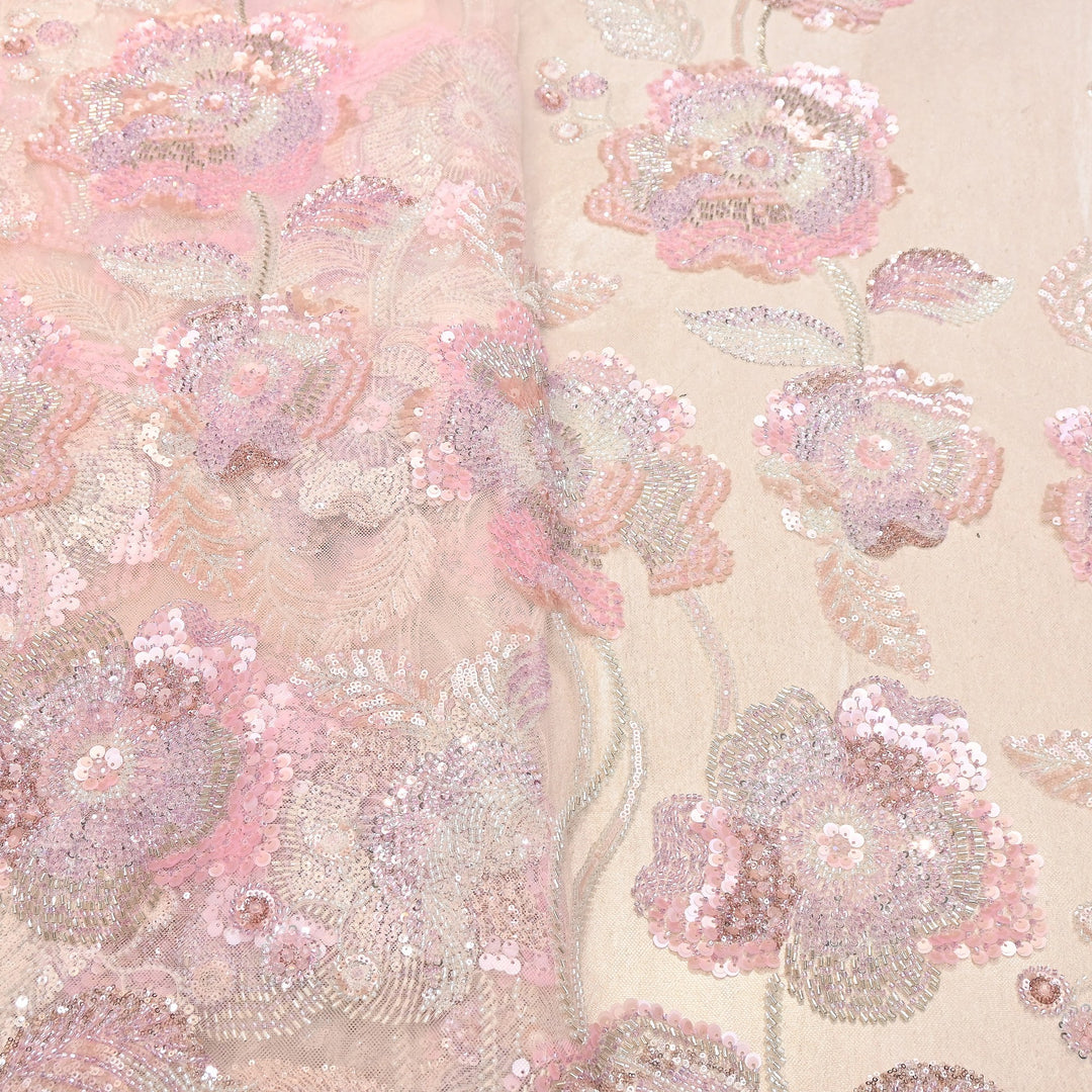 Premium Imported Net Floral Sequins, Cut Dana & Bead Embroidery Fabric 60" | D88537-02