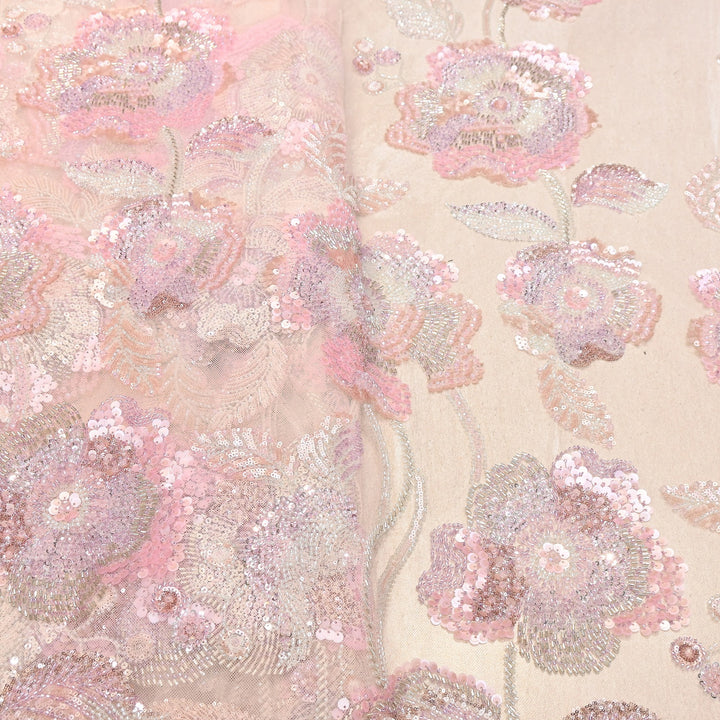 Premium Imported Net Floral Sequins, Cut Dana & Bead Embroidery Fabric 60" | D88537-02
