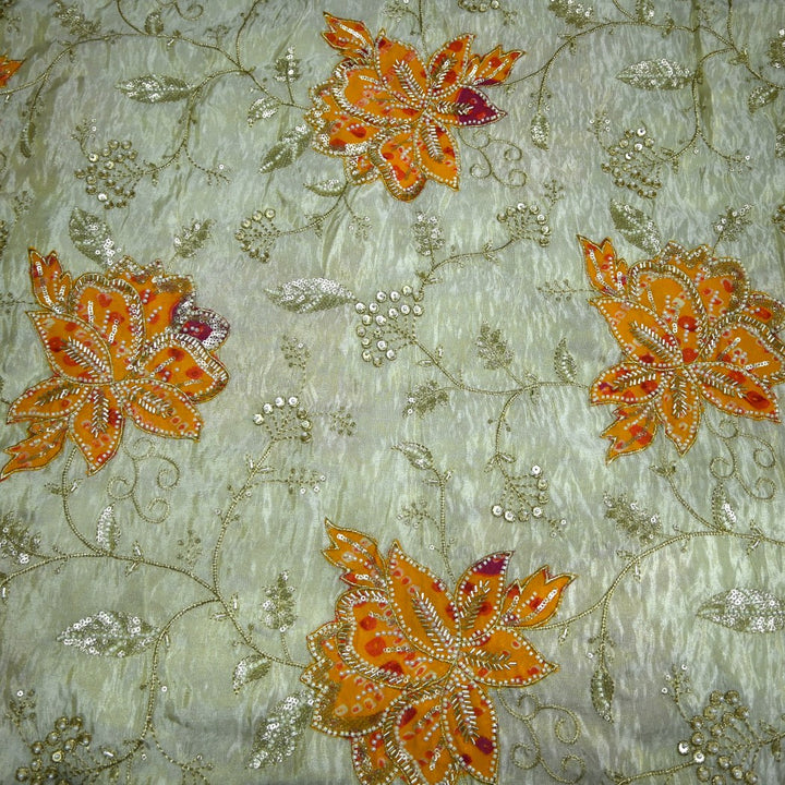 Premium Dyeable Tissue Moti Sequins Embroidery Fabrics