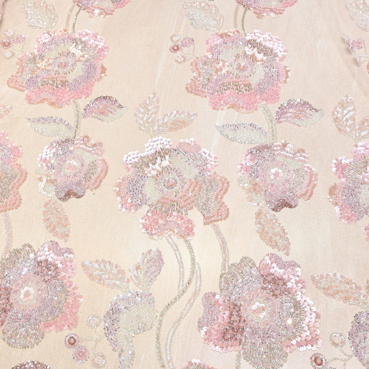 Premium Imported Net Floral Sequins, Cut Dana & Bead Embroidery Fabric 60" | D88537-02