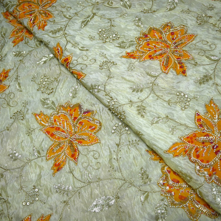 Premium Dyeable Tissue Moti Sequins Embroidery Fabrics