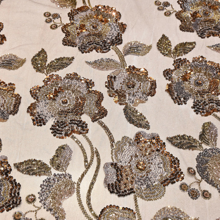 Premium Imported Net Floral Sequins, Cut Dana & Bead Embroidery Fabric 60" | D88537-03