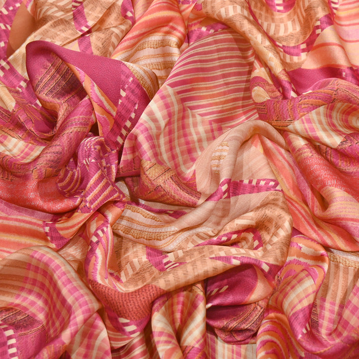 Bemberg Satin Digital Print Fabric | Premium Designer Printed Satin Fabric | 001333-S1