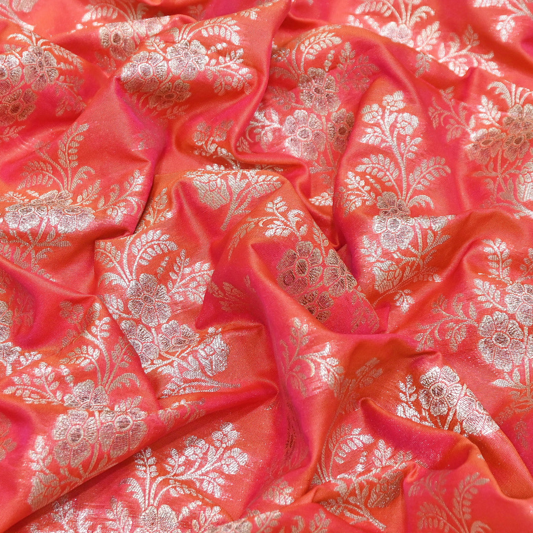Premium Silk Katan Mina Zari Jaal Brocade Fabric | BUT350-09