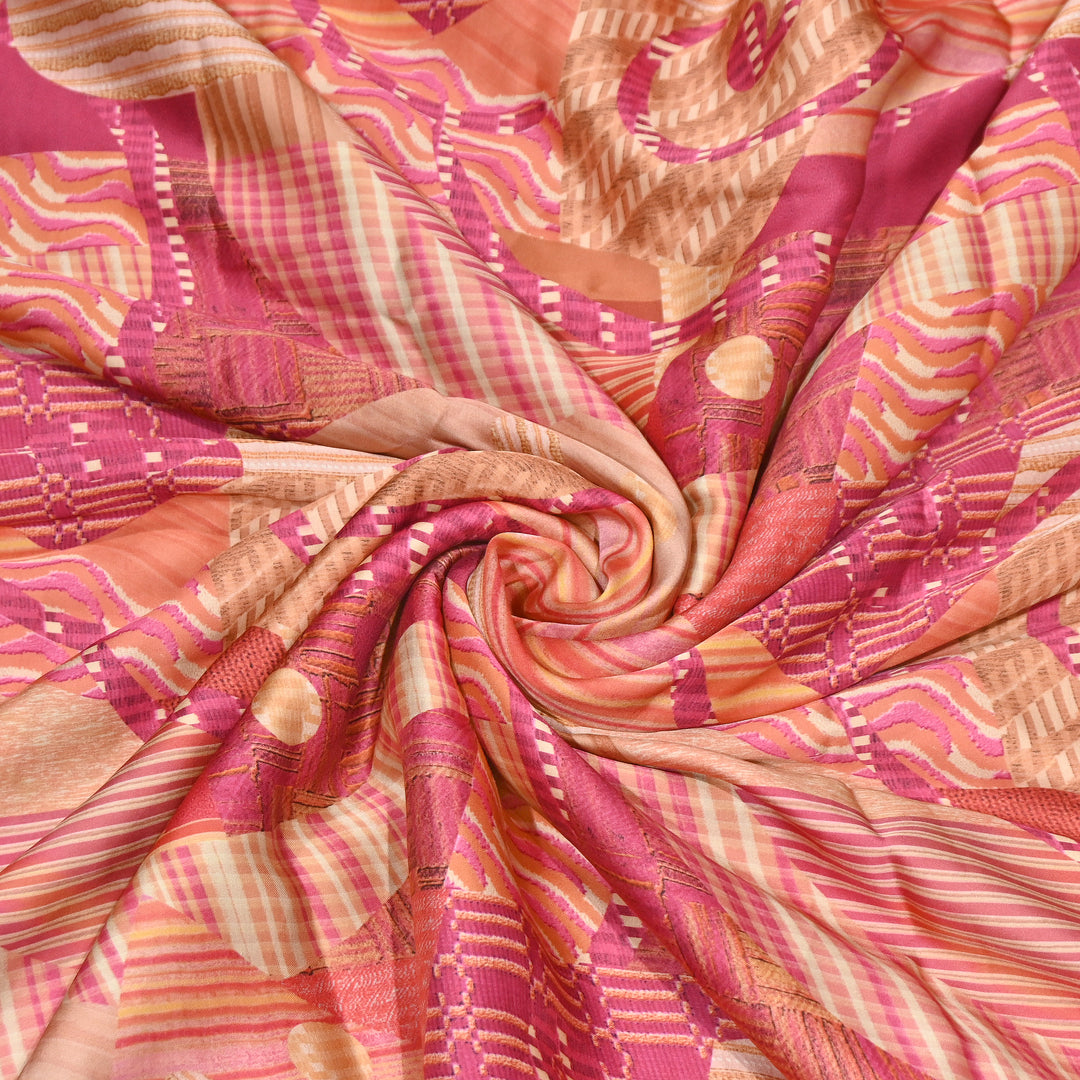 Bemberg Satin Digital Print Fabric | Premium Designer Printed Satin Fabric | 001333-S1