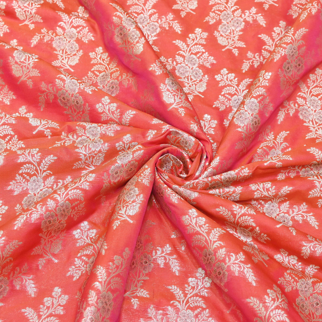 Premium Silk Katan Mina Zari Jaal Brocade Fabric | BUT350-09