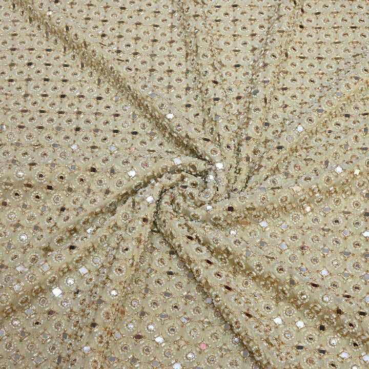 Dyeable Tissue Zari with Moti & Mirror Embroidery Fabric V9799B
