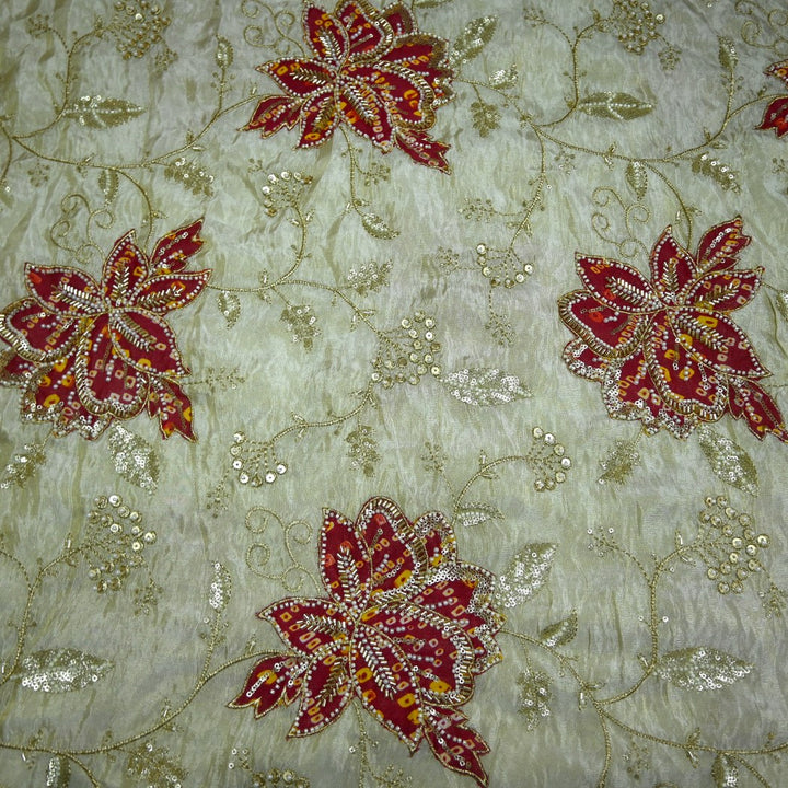 Premium Dyeable Tissue Moti Sequins Embroidery Fabrics