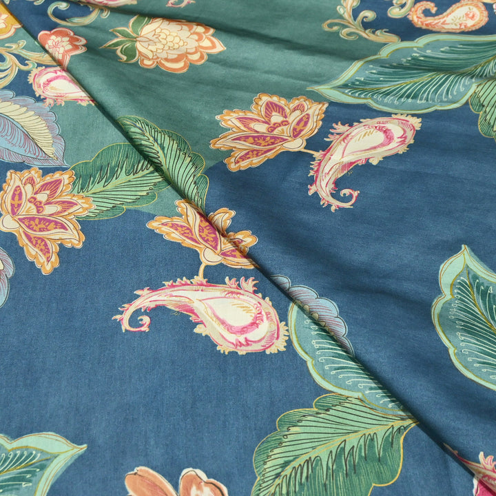 Bemberg Satin Digital Print Fabric | Premium Designer Printed Satin Fabric | 001333-S3