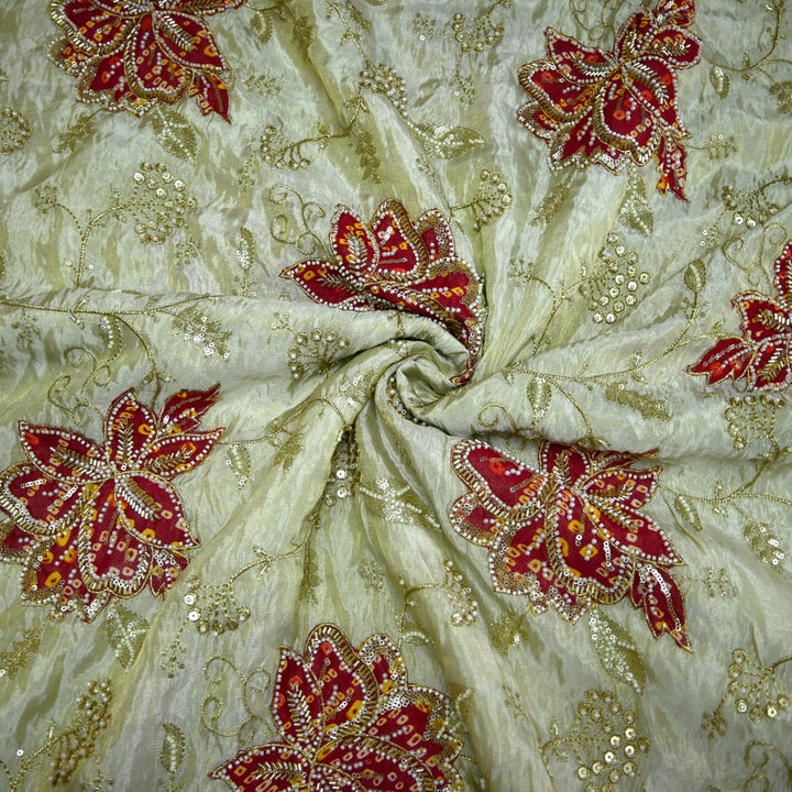 Premium Dyeable Tissue Moti Sequins Embroidery Fabrics