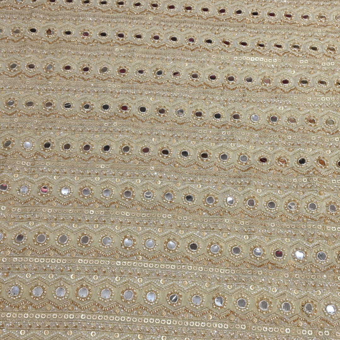 Dyeable Tissue with Zari Moti Mirror &amp; Sequins Premium Handwork Embroidery Fabrics VI1164C