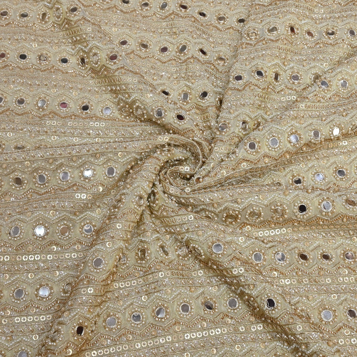 Dyeable Tissue with Zari Moti Mirror &amp; Sequins Premium Handwork Embroidery Fabrics VI1164C