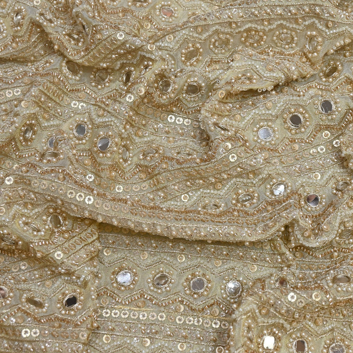 Dyeable Tissue with Zari Moti Mirror &amp; Sequins Premium Handwork Embroidery Fabrics VI1164C