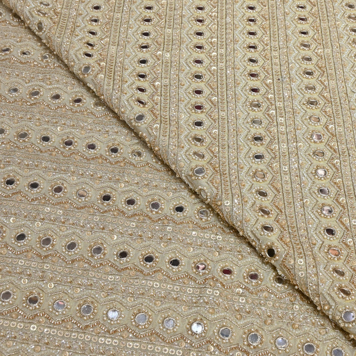 Dyeable Tissue with Zari Moti Mirror &amp; Sequins Premium Handwork Embroidery Fabrics VI1164C