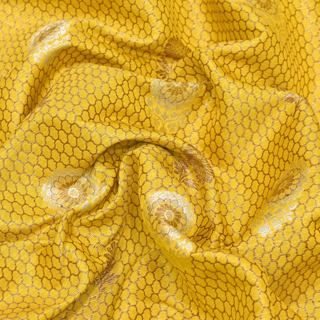 Premium Silk Katan Mina Zari Jaal Brocade Fabric | BUT350-12