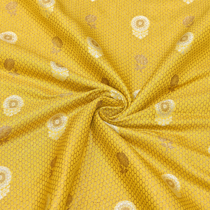 Premium Silk Katan Mina Zari Jaal Brocade Fabric | BUT350-12