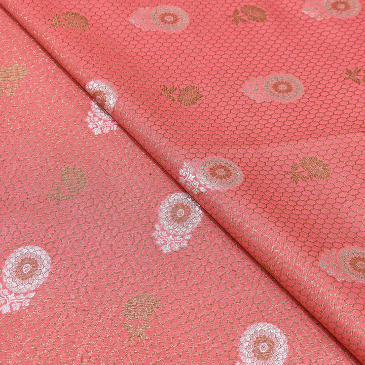 Premium Silk Katan Mina Zari Jaal Brocade Fabric | BUT350-16