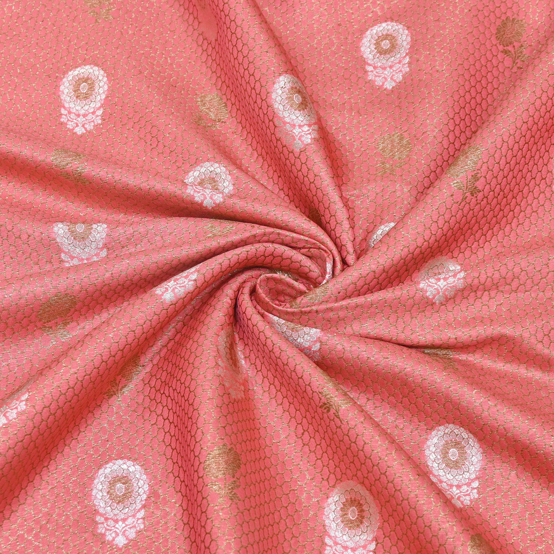 Premium Silk Katan Mina Zari Jaal Brocade Fabric | BUT350-16