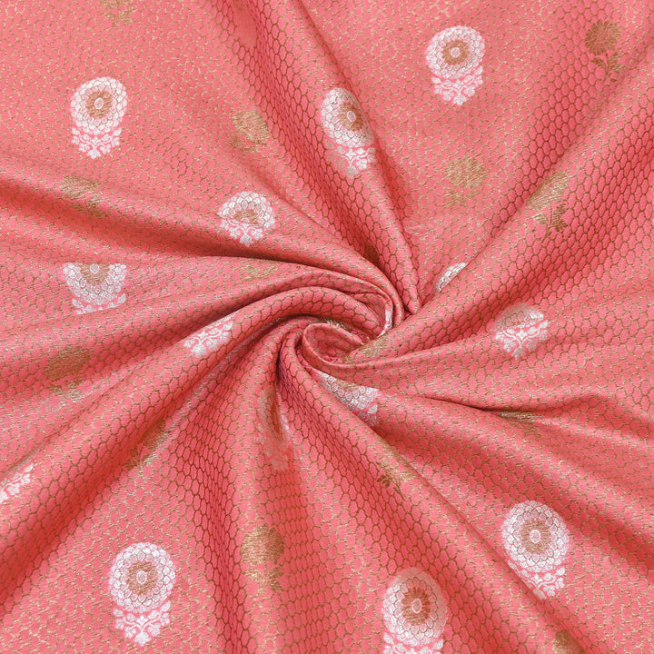 Premium Silk Katan Mina Zari Jaal Brocade Fabric | BUT350-16