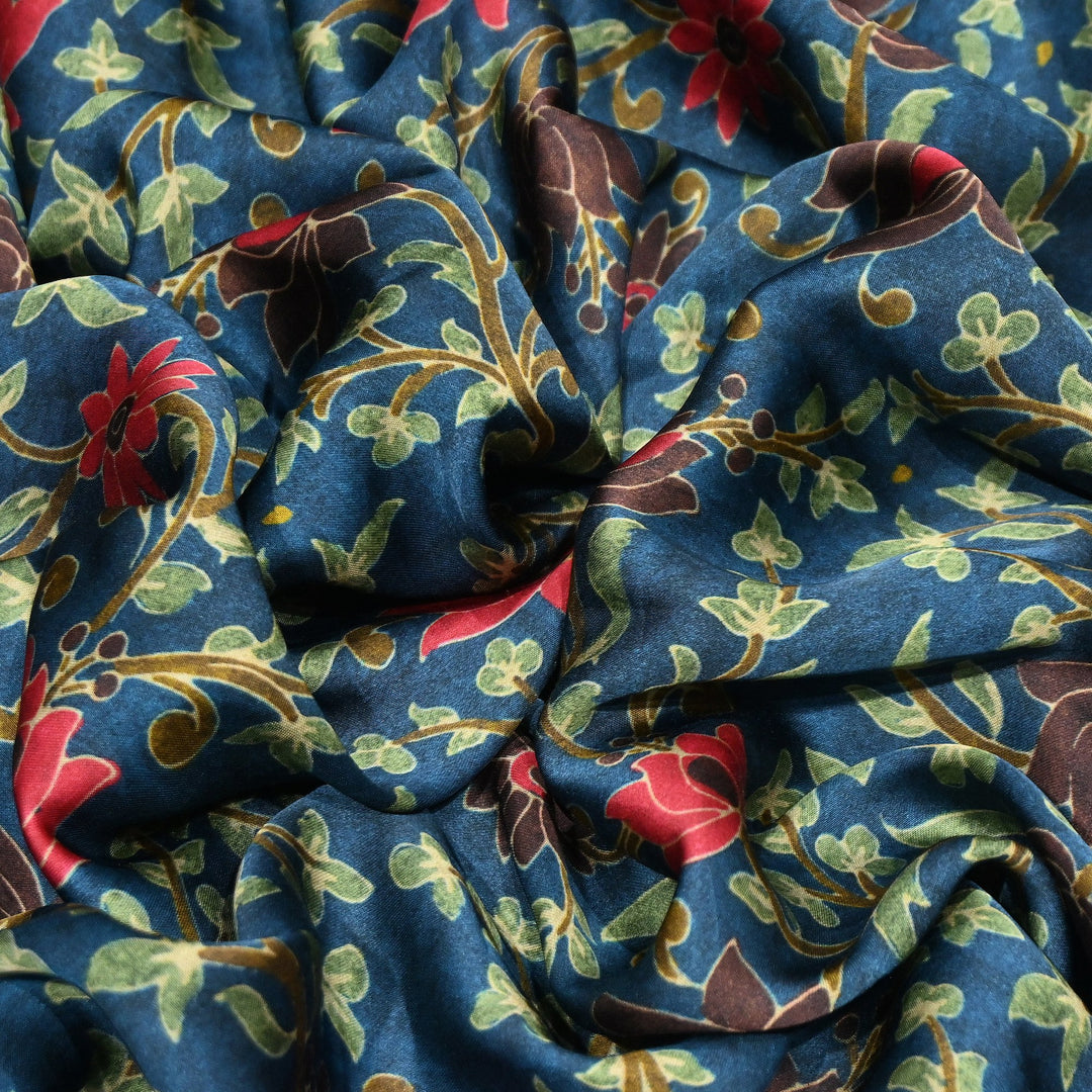 Bemberg Satin Digital Print Fabric | Premium Designer Printed Satin Fabric | 001333-S6