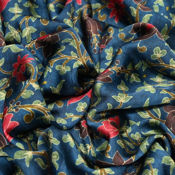 Bemberg Satin Digital Print Fabric | Premium Designer Printed Satin Fabric | 001333-S6